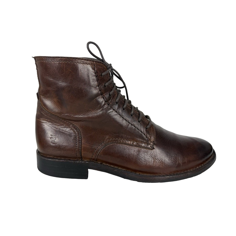 FRYE Mens Brown Distressed Leather Combat Boots 11 D Vintage Style Work Boot